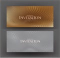 Invitation gold and silver cards with a halftone background. Royalty Free Stock Photo